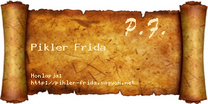 Pikler Frida névjegykártya